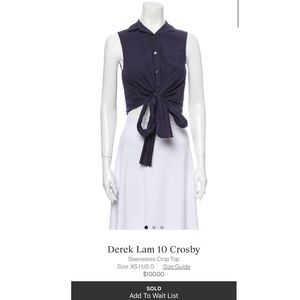 Derek Lam 10 Crosby Crop Wrap Top size 0